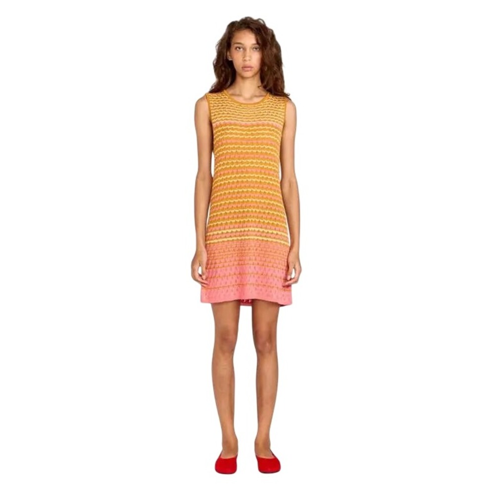 Romy The Brand Havana Mini Dress Orange Stripe Pointelle Knit Sleeveless Medium